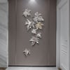 8 pièces de décoration murale moderne en métal 3D, feuilles d'érable, or et argent, dans le salon