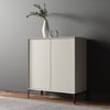 Nordic Minimalist Off White Wooden Shoe Cabinet with 2-Door 10 -Shelf