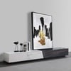 Modern tv-lowboard van 2150 mm met gesinterde stenen plaat en laden