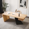 Modern 55" Rectangular Natural Rubberwood Desk with Drawer