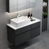 Modern 80 cm Floating Single Bathroom Vanity with Stone Resin Top, Ceramic Basin