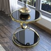 20" Round Tempered Glass Gold Side Table