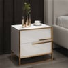 Minimalist Design Bedside Table with 2 Drawers with Gold Base Set of 2
