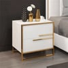 Cylina Modern White 2-Drawer Nightstand with Golden Leg