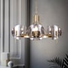 Lustre moderno de 6 luzes com estrutura em acrílico e aço
