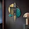 Unique Creative Geometric Oversized Wall Clock 3D Iron Home Decor Green & Gold & Black