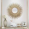 33.7" Luxury Creative Gold Sunburst Large Metal Wall Mirror Decor Art for Living Room