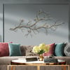 Décoration murale créative de luxe en forme de branche et d'oiseaux en métal doré pour la maison dans le salon