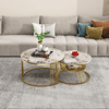 Modern 2-Piece Round Pandora Nesting Coffee Table Set with Sintered Stone Top