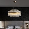 Lustre LED de cristal moderno em camadas Fixedo em luz de latão
