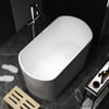 100 cm Deep Oval Freestanding Stone Resin Soaking Bathtub with Built-in Seat