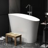 120 cm Freestanding Stone Resin White Soaking Bathtub with Ergonomic Built-in Seat