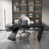 Modern 71" Rectangular Black Rubberwood Desk with Drawer