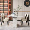 Dining Set 79" Modern Rectangle Sintered Stone Dining Table Gold with 8 Chairs