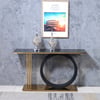 55" Post Modern Black Geometry Console Table Sintered Stone Top Stainless Steel Frame