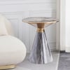 Sculra Modern 56 cm Grey & Gold Pedestal End Table with Sintered Stone Top