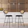 Set of 2 Modern Velvet Counter Stools with Upholstery Black