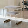 Velvet Upholstered and Acrylic Frame Dressing Table Stool Grey and Clear Ottoman