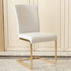 Modern Minimalist Upholstered White PU Leather Dining Chairs (Set of 2) Gold Metal Base