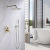 Duschsystem aus massivem Messing in gebürstetem Gold mit Handbrause