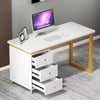 Modern 1800mm White Home Office with Drawers & Side Cabinet Wood Computer Desk in Gold