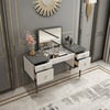 4-Drawer Dressing Table Table with Flip Top Mirror White & Grey