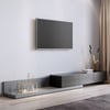 Crator Wood Modern Extendable TV Stand Black and Gray Media Console with 3-Drawer