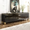Meuble TV Chift, moderne, noir, 4 portes et 2 tiroirs, console multimédia luxueuse pour téléviseurs jusqu'à 2000 mm