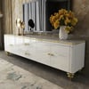 Modern 79"  White TV Stand with 4 Doors and 2 Drawers