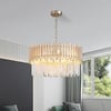 Lustre de cristal Tierizo Modern de 9 luzes em camadas com corrente ajustável em ouro
