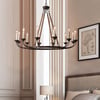 Candlely Vintage Kronleuchter Flachs Hanfseil Metall 12-flammig runder Kandelaber