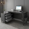 Modischer L-förmiger drehbarer Schreibtisch Ultic in Grau mit Stauraum, 120 cm