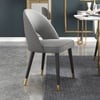 Modern Deep Gray Velvet Dining Chair with Wooden Legs, 2 Pieces