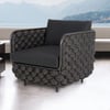 27.6" Wide Modern Aluminum & Rope Outdoor Patio Sofa with Cushion in Black