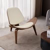 Faux Leather Tripod Slipper Accent Chair with Wooden Legs