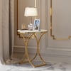 Nowoczesny luksusowy okrągły stolik z białego marmuru z kamienia X-Base End Table w kolorze złotym