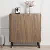 Walnut Entryway Shoe Storage Cabinet with 2-Door 5 Shelves for 14 Pairs Shoes