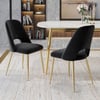 Lot de 2 chaises de salle à manger en similicuir blanc avec base en métal doré