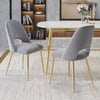 Modern Grey Upholstered Dining Chairs (Set of 2) with Hollow Back & Gold Leg