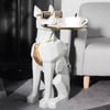 Modern White Dog Resin End table with Tray Top and Tissue Box