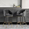 Modern Velvet Bar Stools with Upholstery Gray