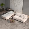 Vewal 126" L-Shaped Modular Cotton & Linen Sectional Sofa with Chaise & Ottoman