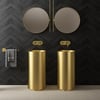 Pia de banheiro independente Gold Modern Luxury Redonda de Aço Inoxidável Pia de Pedestal