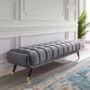 Enoak Modern Grey Bedroom Bench Velvet Upholstery Wooden Legs