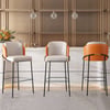 Linenic Orange PU Leather Bar Stool with Upholstered, 2 Pieces