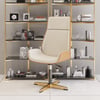 Beige PU Leather High Back Swivel Executive Office Chair with Adjustable Height