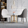 Modern Darg Dining Chair with Padded Faux Leather Seat in White and Grey, Set of 2