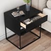 Black Modern Nightstand with Drawer and Black Metal Base