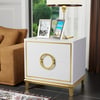 Tile White Modern Bedroom Nightstand with 2 Drawers in Gold Legs Set of 2