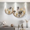 Décoration murale 3D moderne en forme de feuilles de ginkgo, décoration murale ronde en métal doré et gris